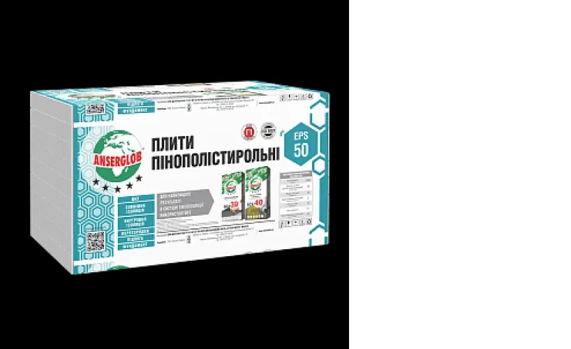 Пінопласт EPS-50 Anserglob 11 кг/м.куб 1000х1000х100 мм